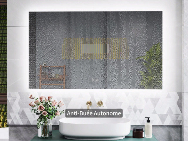 AICA Miroir lumineux 120x70cm 3 couleurs + dimmable + anti-buée + mémoire, miroir salle de bain LED AICA Miroir lumineux 120x70cm 3 couleurs + dimmable + anti-buée + mémoire, miroir salle de bain LED