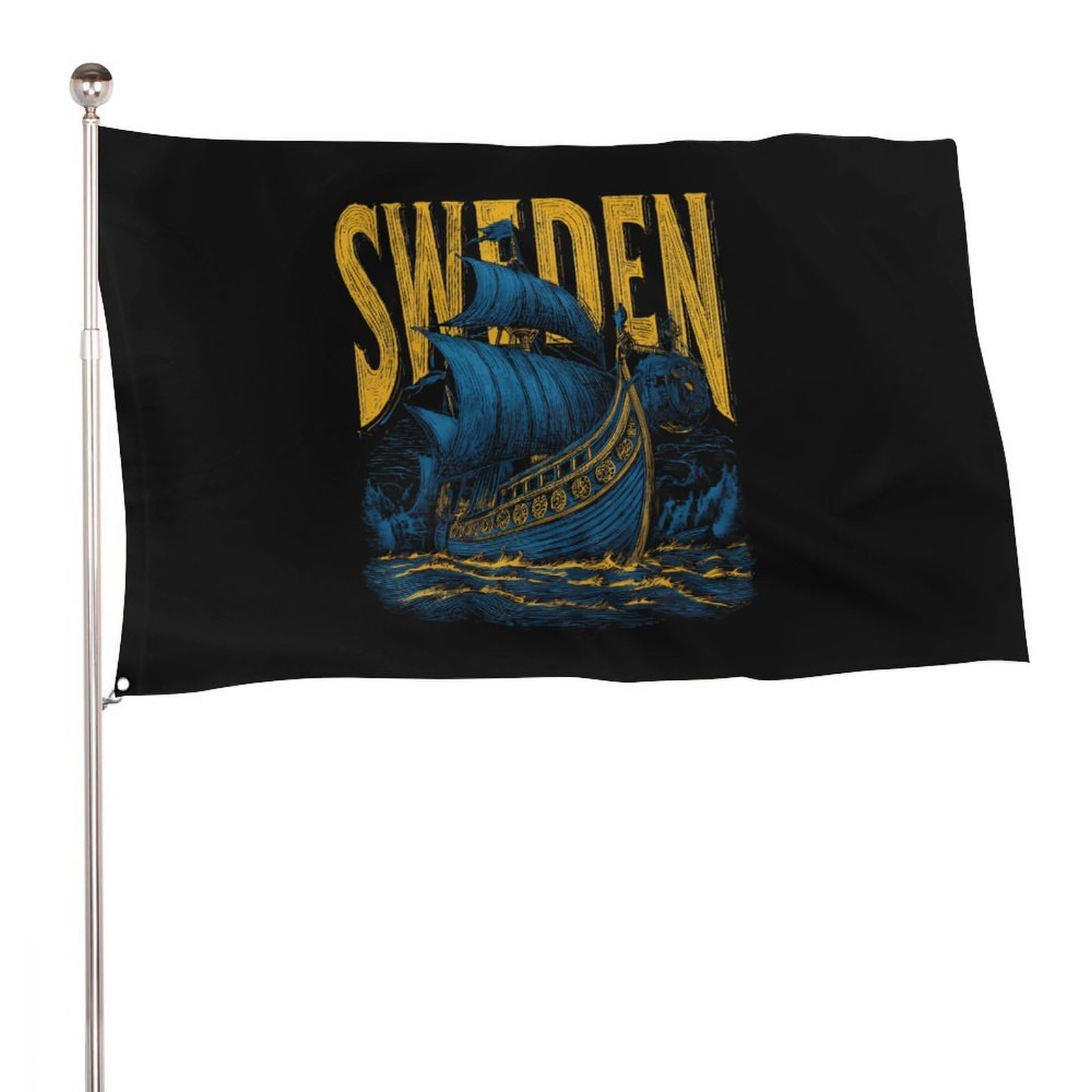 Bandera de Suecia con barco sueco ideal para decorar terrazas y fiestas al aire libre