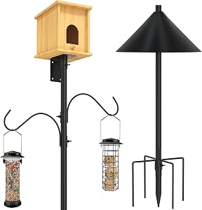 ERYTLLY Bird House Pole Mount Kit 80 Inch with 2 Hanging Hooks - Heavy Duty Adjustable Bluebird Feeder Support Rod Stand Set for Outside, Yard, Garden