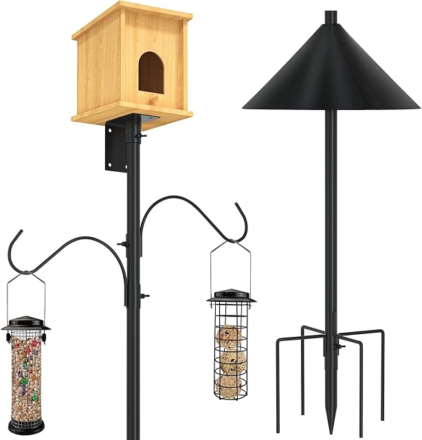 ERYTLLY Kit de montage du pôle Bird House 80 De pouce avec 2 Crochets suspendus - Support de support de bâton de Bluebird réglable pour l'extérieur, le triage et le jardin