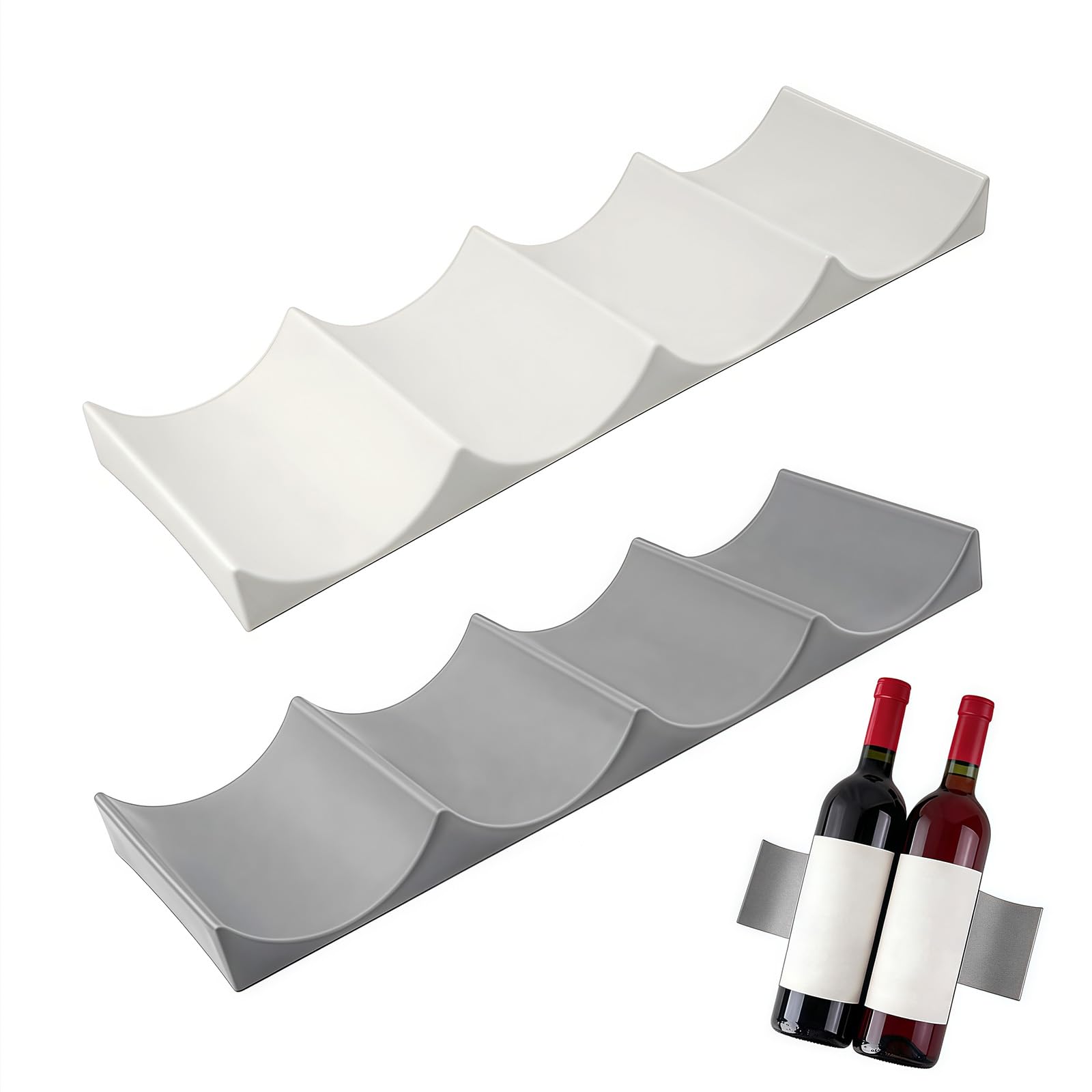 Rthynti Fridge Wine Rack, 2 PCS Display Wine Bottle Holder, Stackable Fridge Bottle Rack, Anti-Slip Bottles Holder for Wine Drinks Beverages