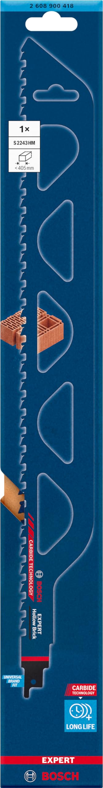 Bosch Professional 1x Hoja de sierra sable Expert `Hollow Brick` S 2243 HM (para Bloque de construcción de poroton, Longitud 455 mm, accesorios Sierra sable)