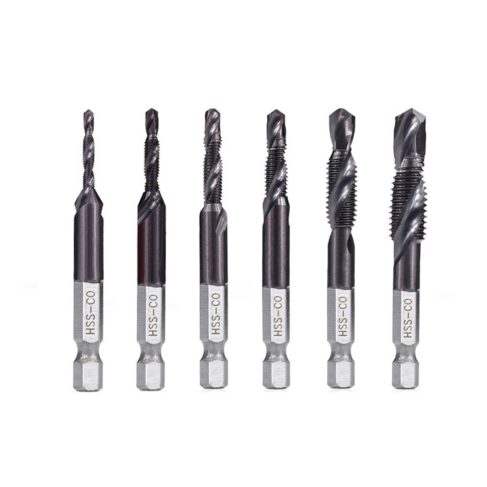 Juego de brocas roscadoras, Juego de llaves macho rosca métrica for máquina vástago hexagonal HSS M3-M12 6 piezas(M3x0.5)