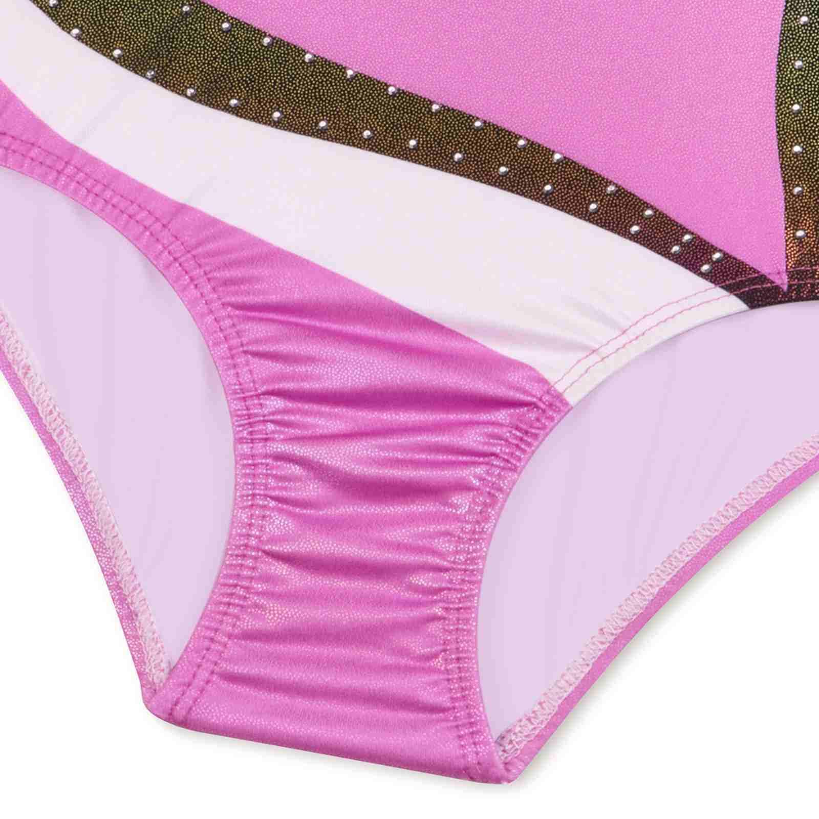 Mädchen Dreiteilige Gymnastikanzüge, Gymnastik-Trikots Farbverlauf Set mit Shorts Haarband, Glitzernd ärmellos für Tanzen Ballett Gymnastik sportlich für Kleine Mädchen von 5–12 Jahren