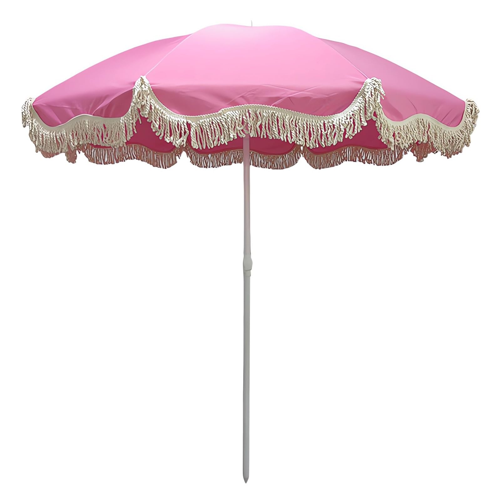 Parasol ogrodowy 200 cm z frędzlami, przenośny parasol plażowy na zewnątrz, 8 żebrami, żelazny trzon, uchylnym, ochrona UV wodoodporny