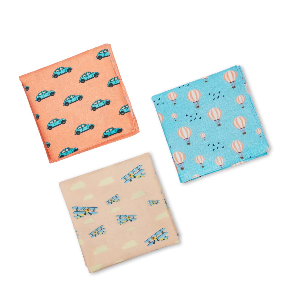 Hexafun Women 100% Organic Pure Cotton Handkerchief, Pastel Color Small Size, Pack of 3