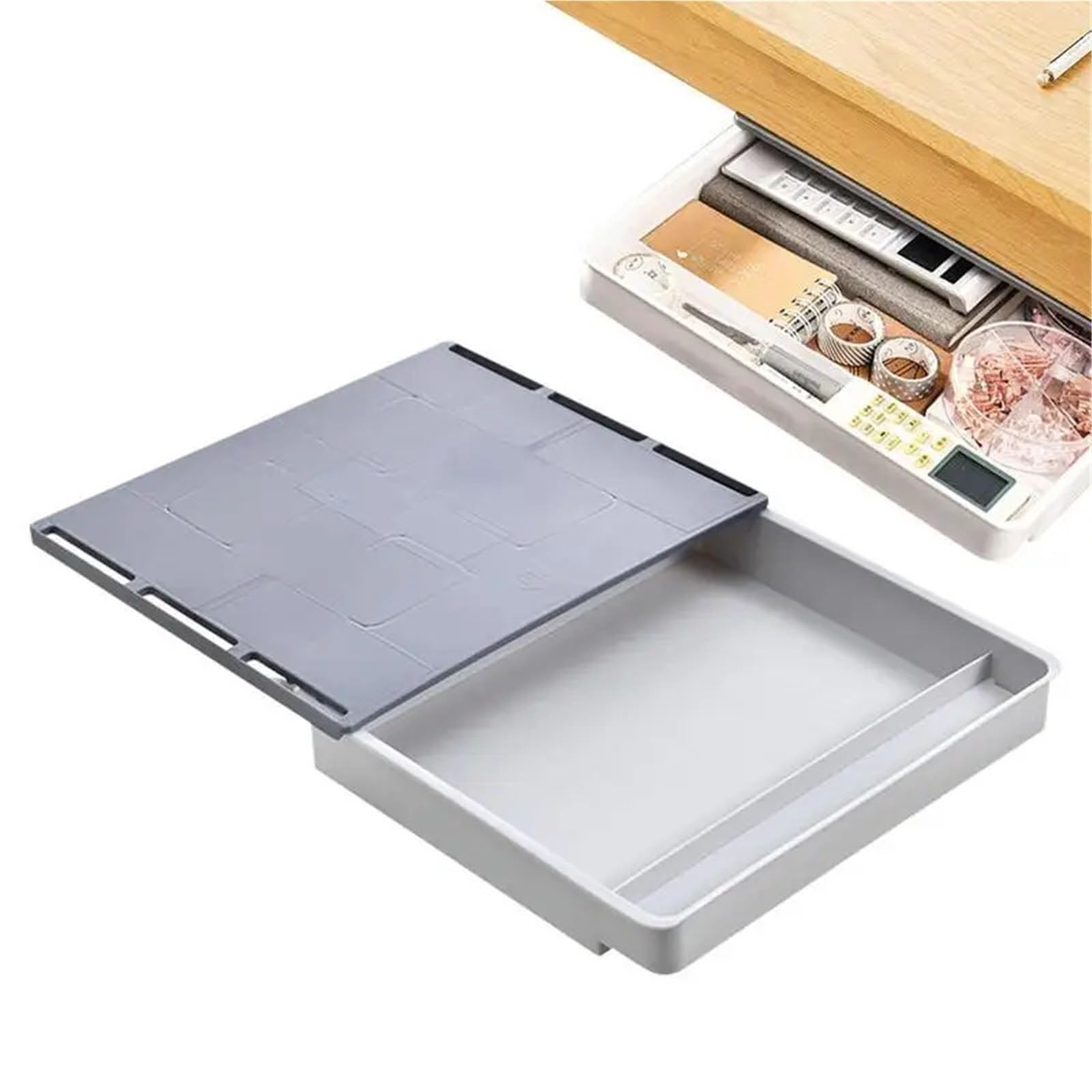 Organizer for cassetti sotto la scrivania in plastica | Multicolor: organizzazione dell'ufficio e della scrivania di casa(White and Gray M)