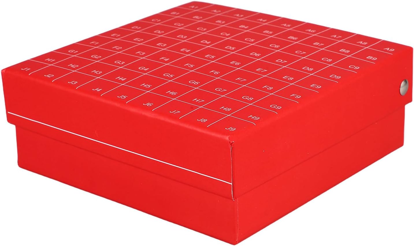 FRCOLOR Laboratory Cardboard Freezer Storage Box with 81 Grid Compartments, Red Plastic Divider Vial Rack for Sample Tube Organization and Cryogenic Tube Storage