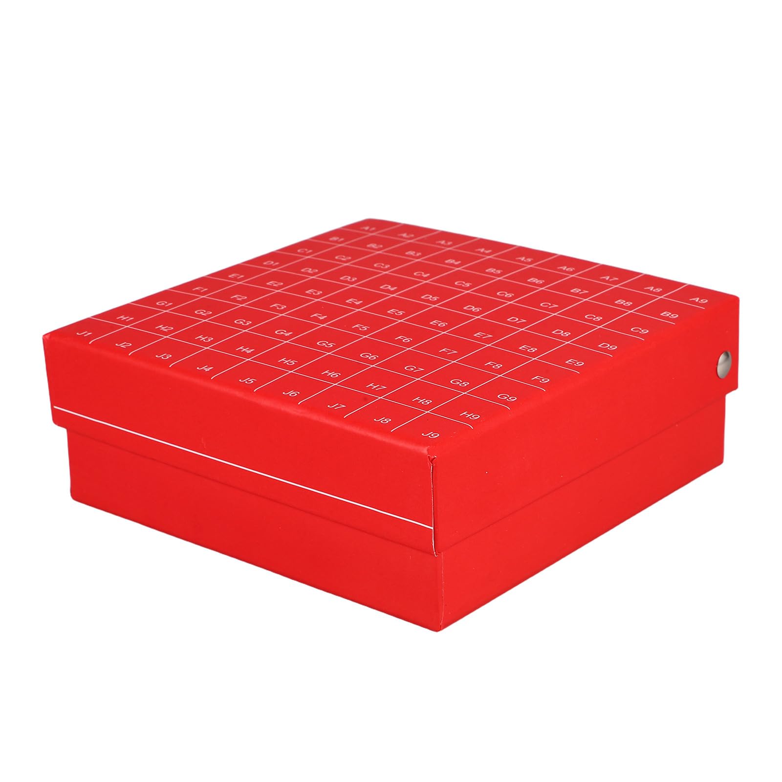 FRCOLOR Laboratory Cardboard Freezer Storage Box with 81 Grid Compartments, Red Plastic Divider Vial Rack for Sample Tube Organization and Cryogenic Tube Storage