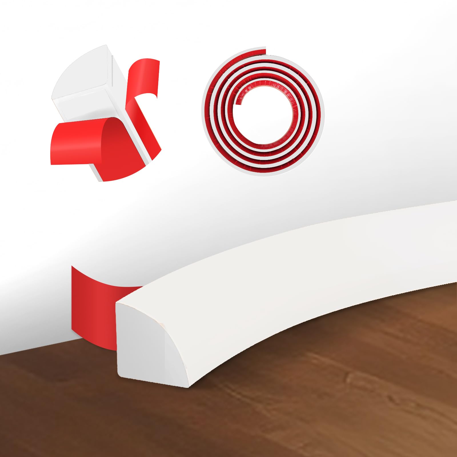 Flexible Quarter Round Molding,Peel and Stick Rubber Quarter Round Trim Molding Self Adhesive Edge Trim for Floor, Waterproof Bendable Molding Trim