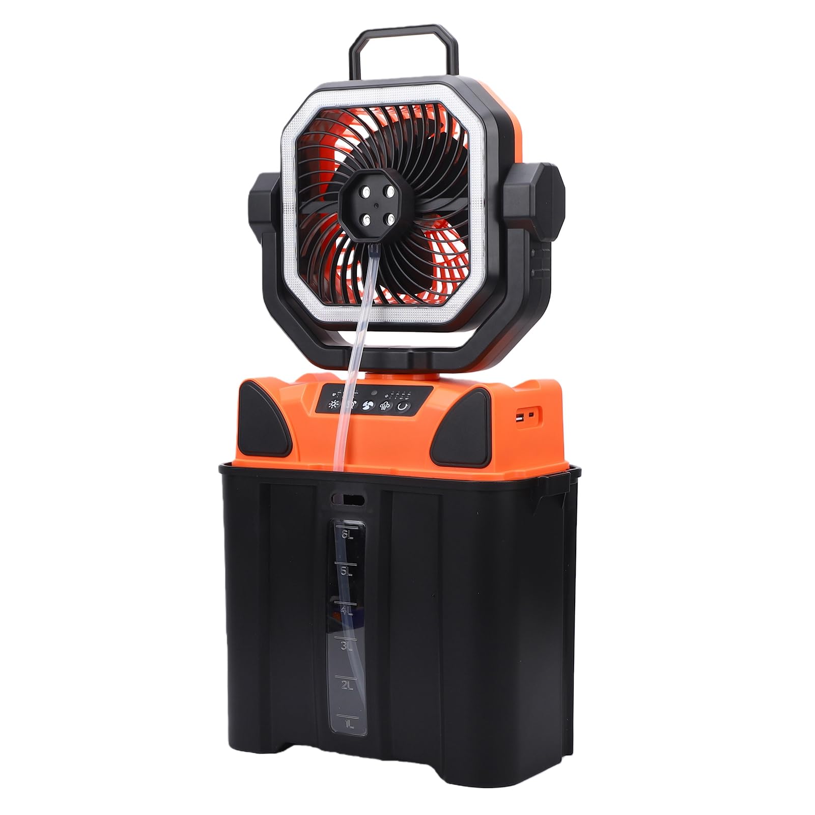 Vikye 3-in-1-Campingventilator, Batteriebetriebener 20000-mAh-Ventilator mit LED-Licht und 6-Liter-Eimer für Reisen, Schlafzimmer, Zuhause, Camping