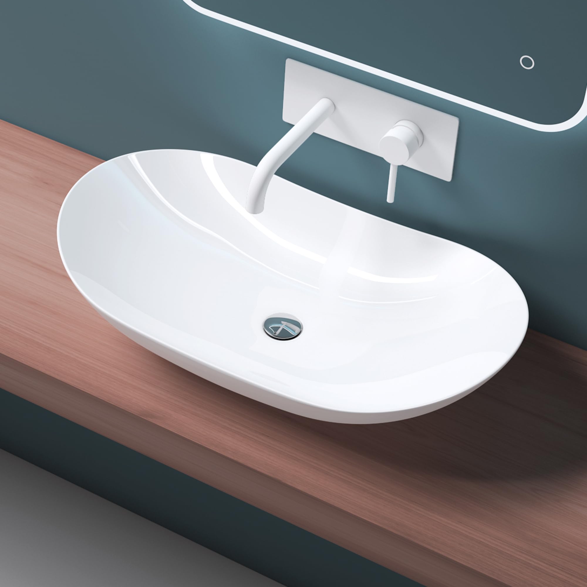 Mai & Mai Lavabo da Appoggio 63x36,5x14cm Bianco lucido, Brüssel858