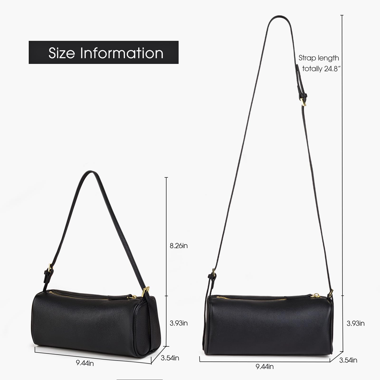 DONNAIN Wysokiej jakości torebki crossbody ze skóry licowej dla kobiet, torba typu beczka i torby hobo dla kobiet z regulowanym paskiem