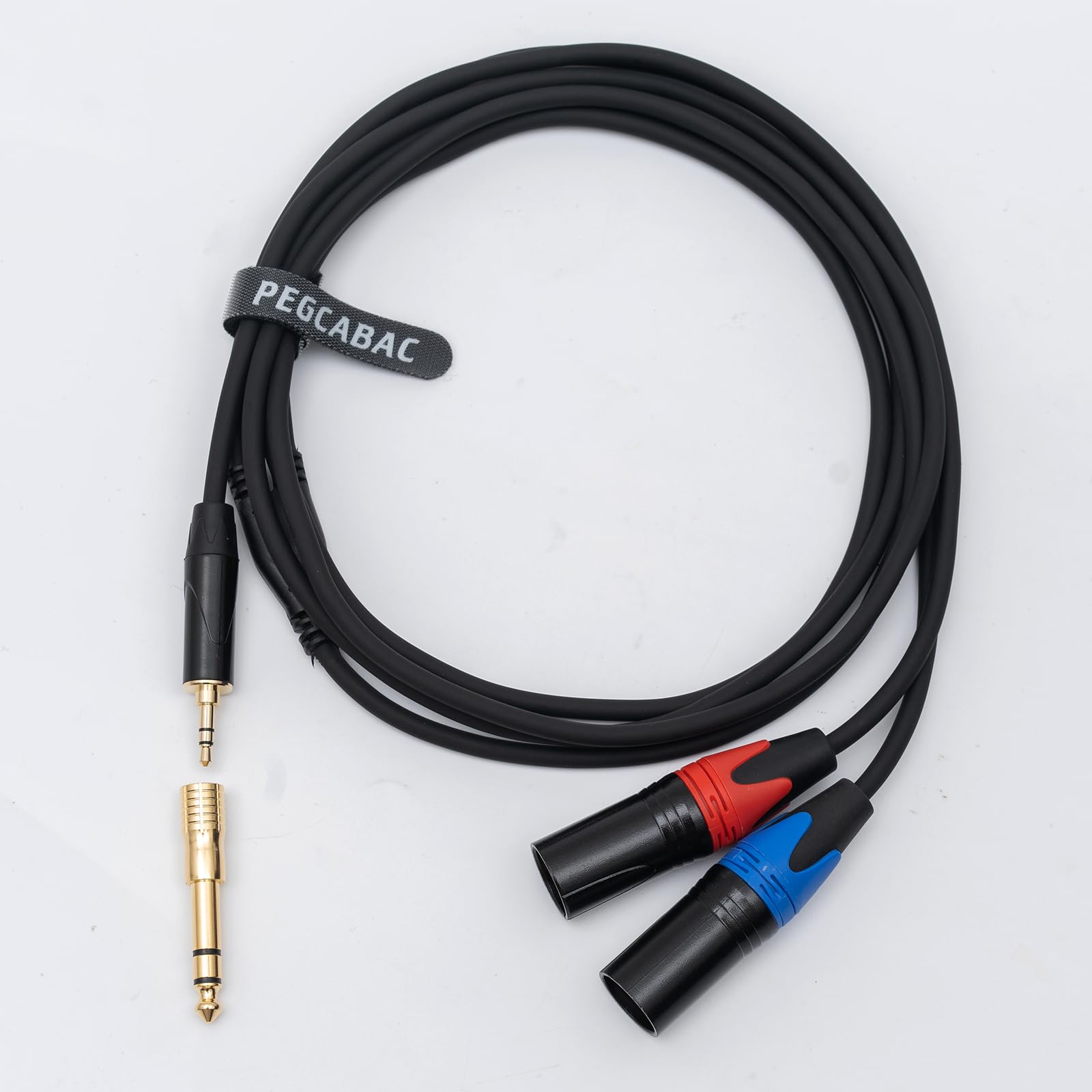 Dual-Stecker XLR auf 1/8 Y-Splitter-Kabel, mit extra vergoldetem 1/4-Zoll-auf-3,5-mm-Adapter, unsymmetrischer 3,5-mm-Mini-Klinkenstecker, TRS-Stereo-Aux auf Doppel-XLR-Stecker, Interconnect Audio Mic