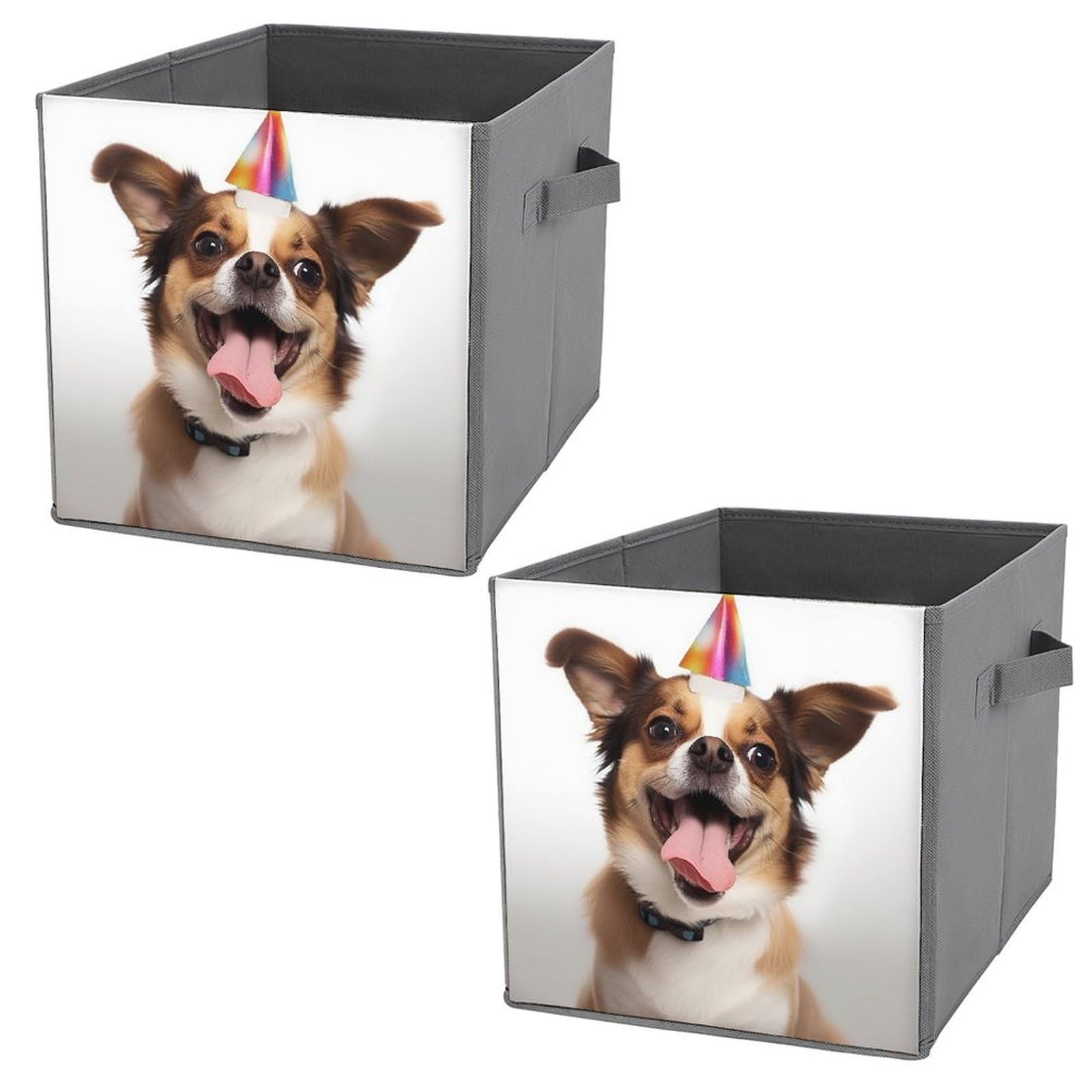 NONHAI Collapsible Storage Bins with Dual Handles Fabric Storage Basket Foldable Cubes Organizer Baskets Funny Dog Storage Boxes for Organizing Clothing Cube Storage Organizer Bins