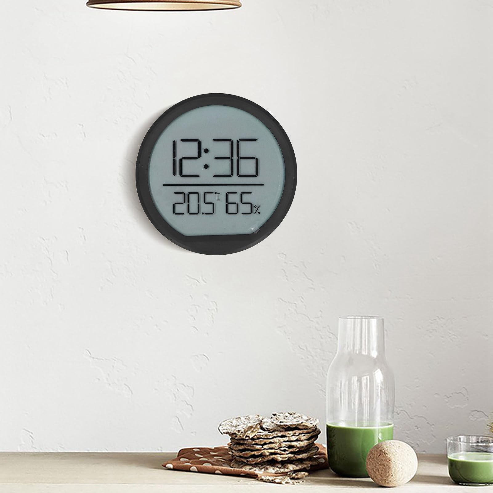 Greensen Digitales Raumthermometer Hygrometer mit elektronischer Wecker, Thermometer Hygrometer für Innen, Digitale Alarmuhr, Wanduhr für Zuhause Büro Zimmer
