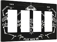 Vista 98 de Cubierta de interruptor de luz decorativa de pared de bruja negra Ouija Gótica Esqueleto Calavera 1 banda Placa frontal eléctrica de interruptor