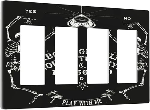 Miniatura 98 de Cubierta de interruptor de luz decorativa de pared de bruja negra Ouija Gótica Esqueleto Calavera 1 banda Placa frontal eléctrica de interruptor