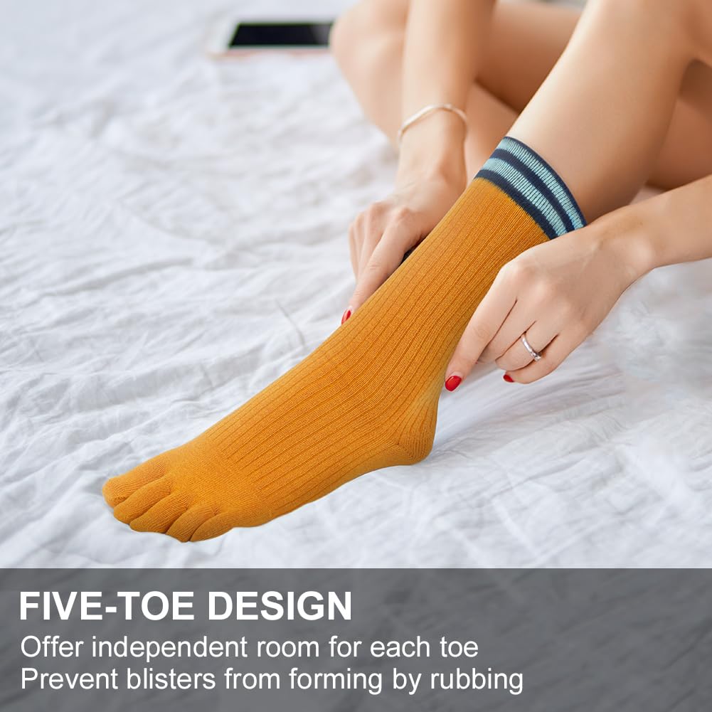 flintronic 4/5 Paia Calzini da Donna con Dita, Sportivi in ​​Cotone Traspirante, Morbide e Calde