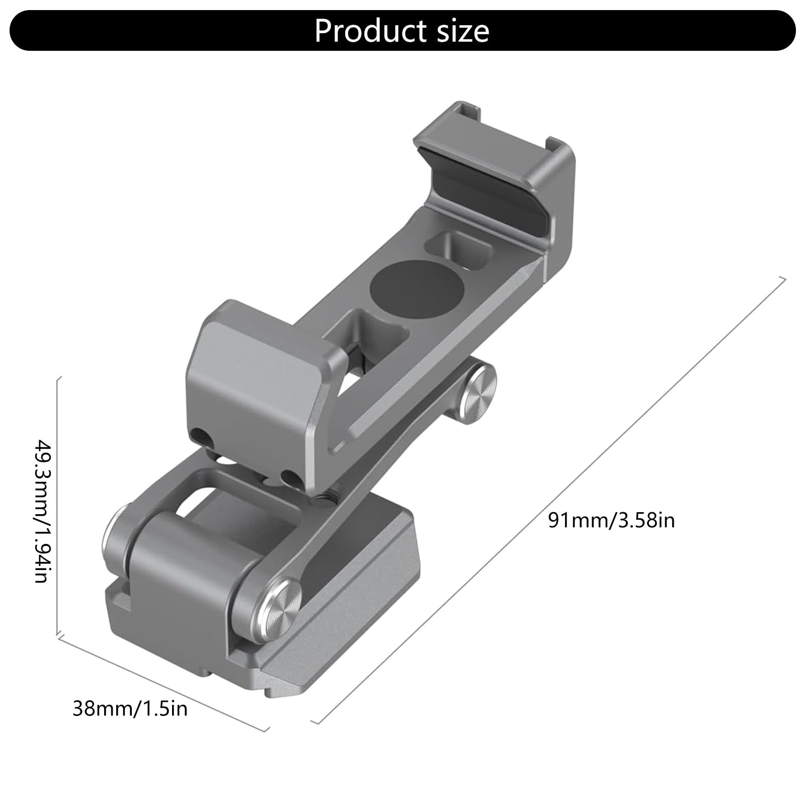 Abrazadera de teléfono sin herramientas, compatible con trípodes Arca con rosca 20 de 1/4 pulgadas y diseño de silicona antideslizante, mango de teléfono sin rotación de herramientas