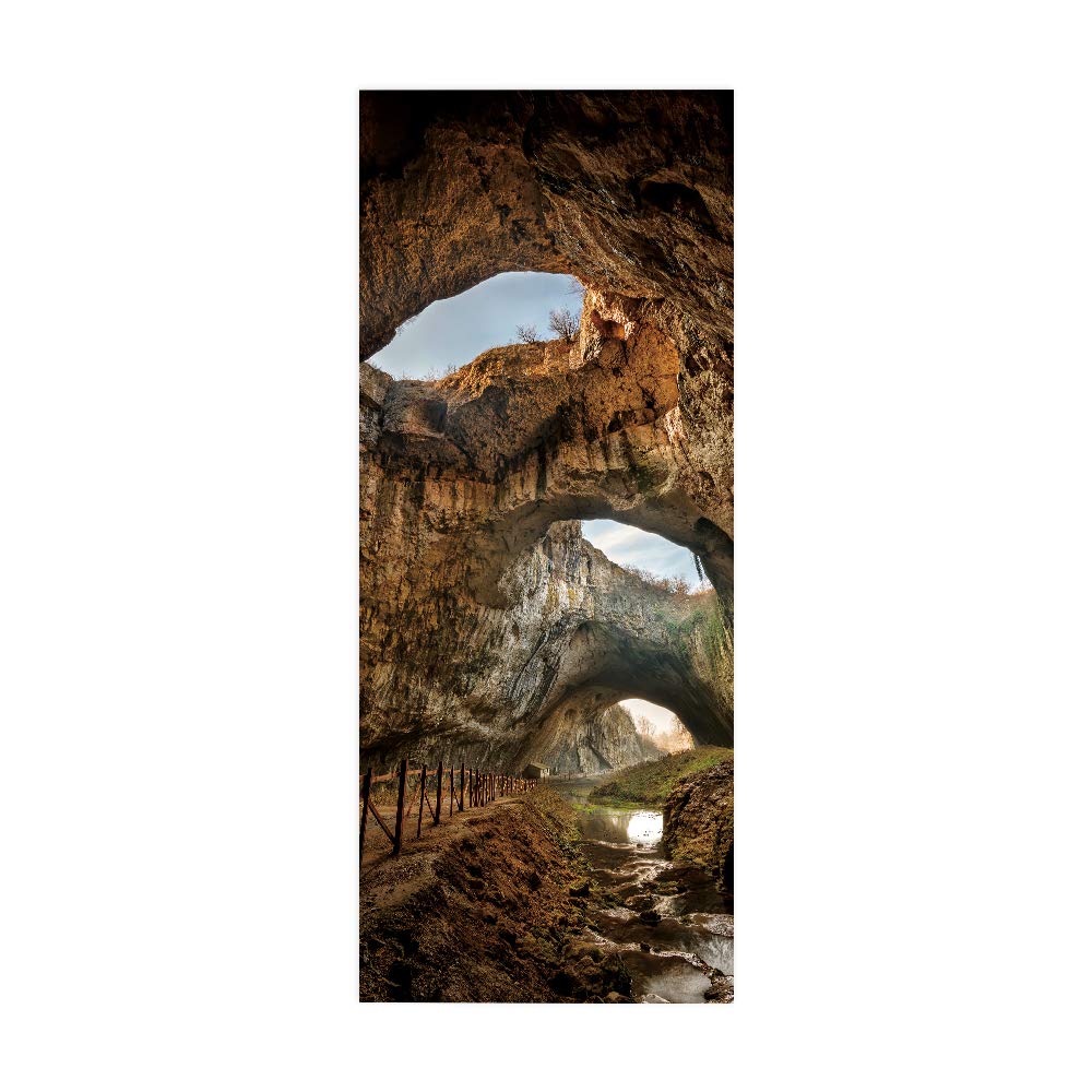 Poster autocollant porte trompe l'oeil 3D stickers muraux vinyle grotte 93x205
