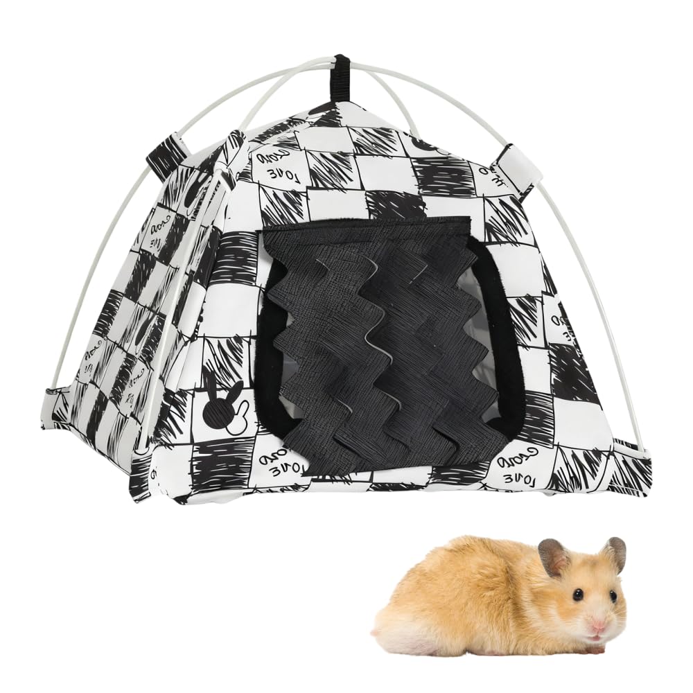 MiOYOOW Hamster Hideout Tent, All Season Small Animal Sleeping Tents Semi Enclosed Guinea Pig Hideout Bed for Dwarf Rabbit Chinchillas Hedgehog Rat Squirrel
