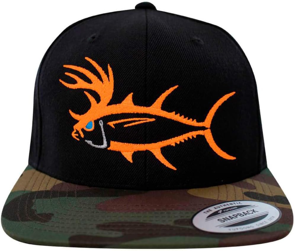 “Buck-Eye” Classic Snapback Trucker Camo Unisex Adjustable Baseball Cap with Embroidered Logo – Mesh Back – One Size