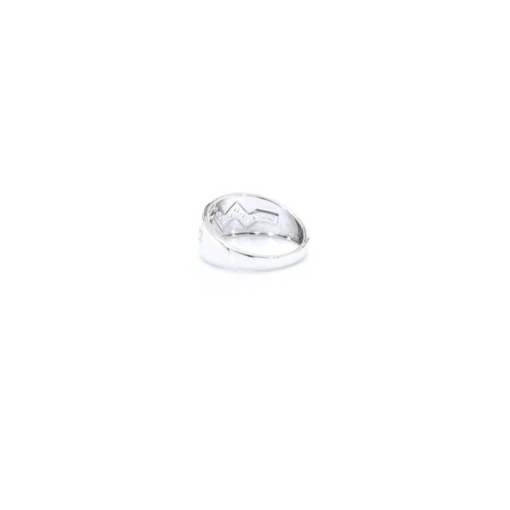 Cavill Zirkonring Silber 925 Sterling, breit platiniert mit 18 funkelnden Zirkonen rund geschliffen, 0,292 ct, modernes Zickzack-Design in Silber, Größen 16-21