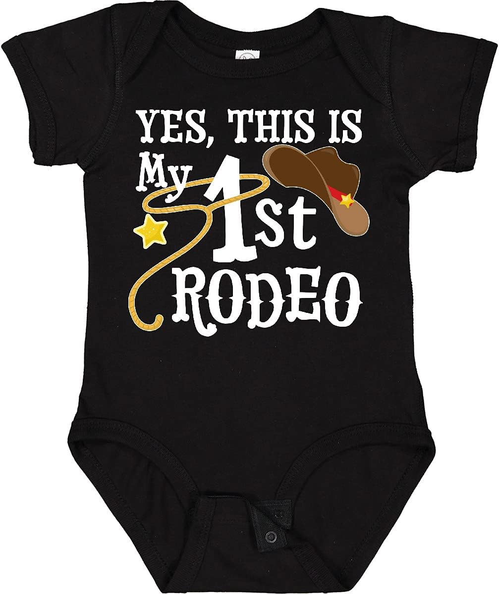 inktastic Yes, This Is My 1st Rodeo- Cowboy Hat with Red Band, Baby Bodysuit