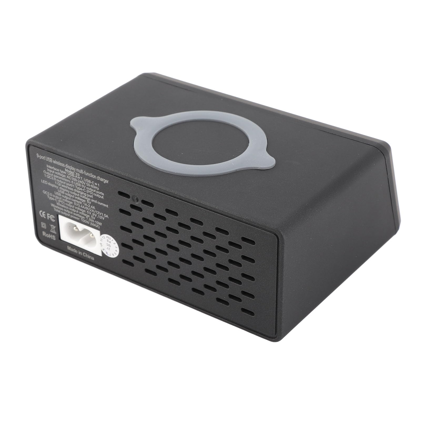 Chargeur USB sans Fil X9 8 Ports Charge Rapide PD + QC3.0 + Station de Charge de Port USB avec Affichage LED Compatible with téléphone/Ordinateur Portable/Tablette Prise UE