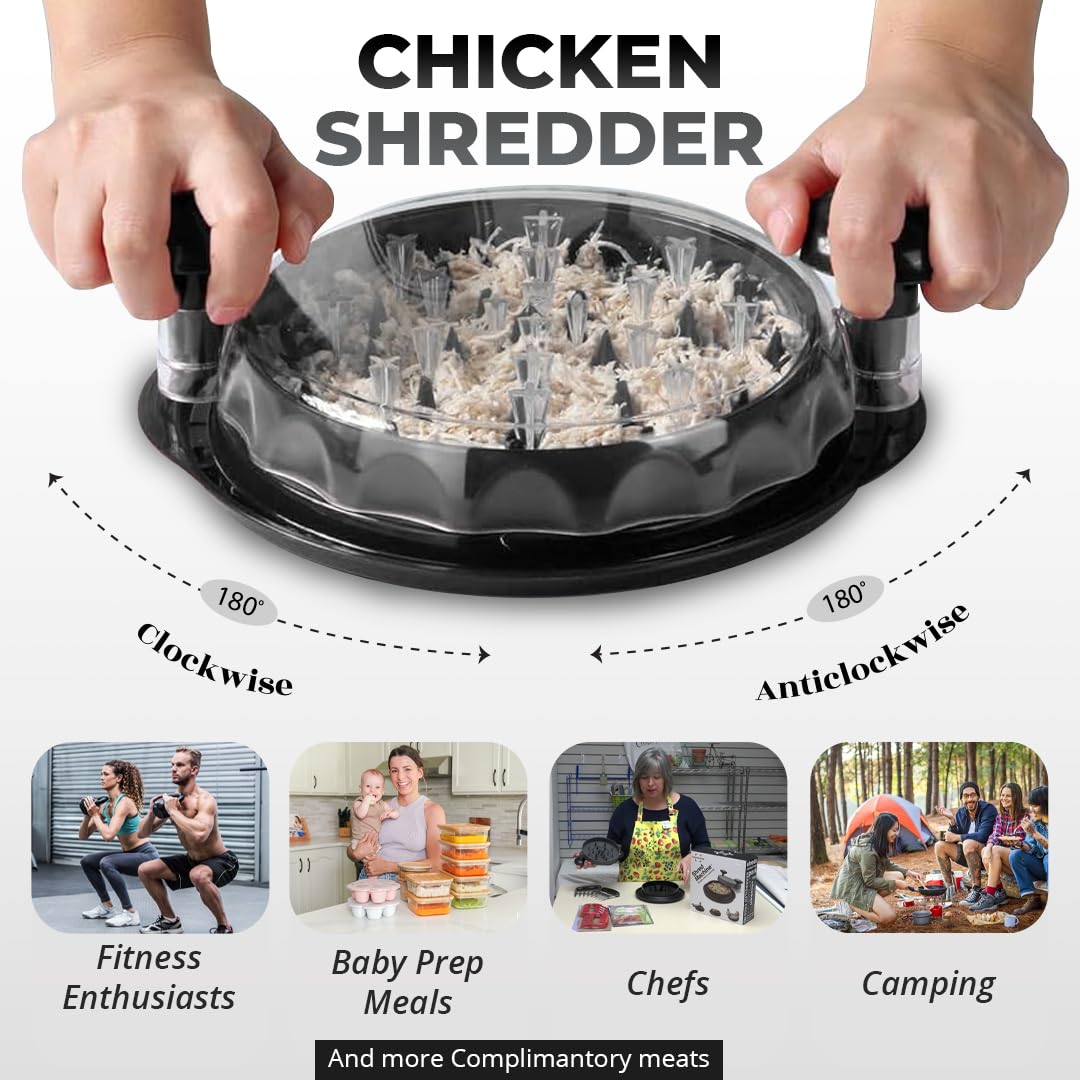 Herramienta trituradora de pollo, trituradora manual de carne para pollo, carne de res, cerdo con cepillo de limpieza y pinzas, base antideslizante fuerte, sin BPA, apta para lavavajillas | Gadgets de 5