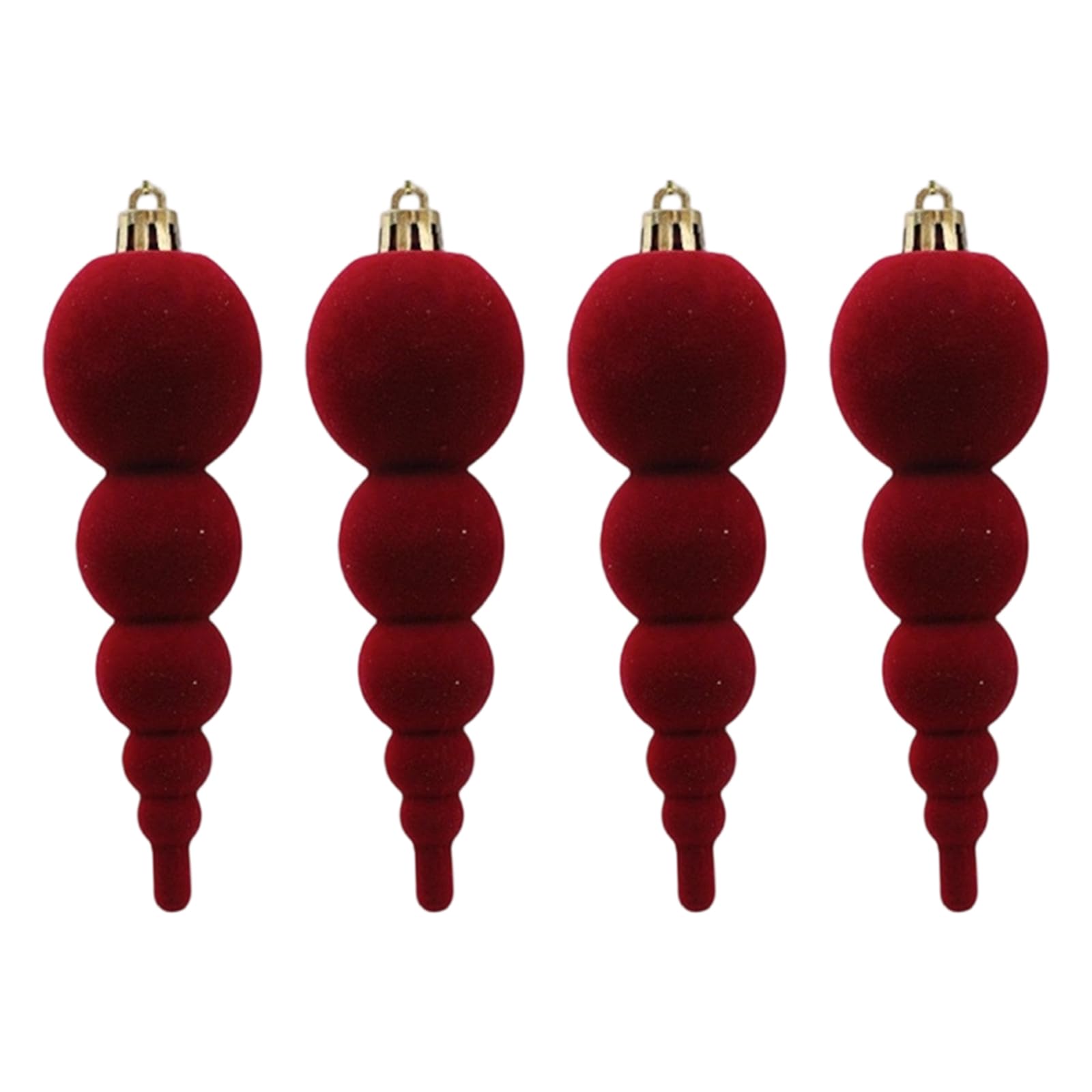 Zbiianxer A 4Pcs Flocking Velvety Christmas Gourd Ornaments Festive Hanging Tree Decorations For Holiday Home Soft Flocking Holiday Hanging Ornaments