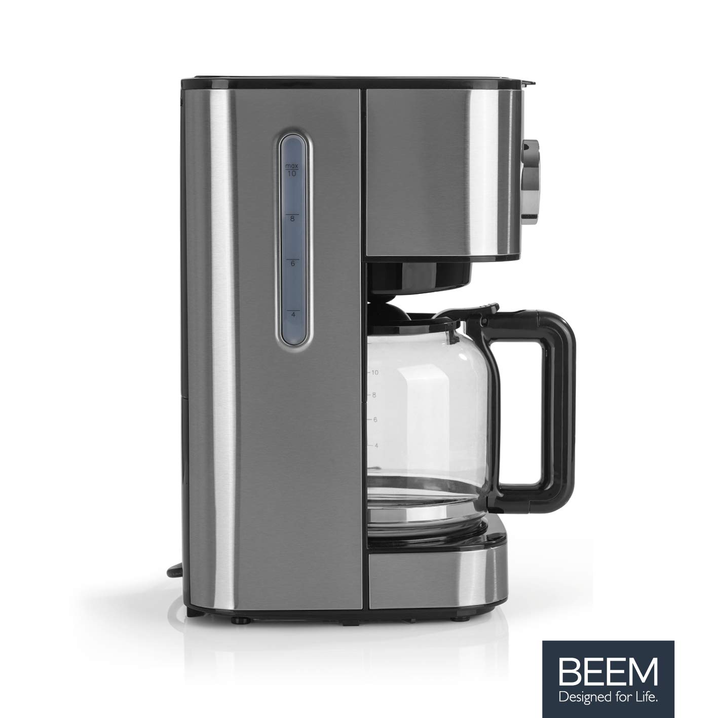 BEEM FRESH-AROMA-SWITCH cafetera de filtro - vidrio | acero inoxidable | jarra de vidrio de 1,25 l | elegante rueda de control | temporizador de 24 horas | 800 W | para 4-8 tazas