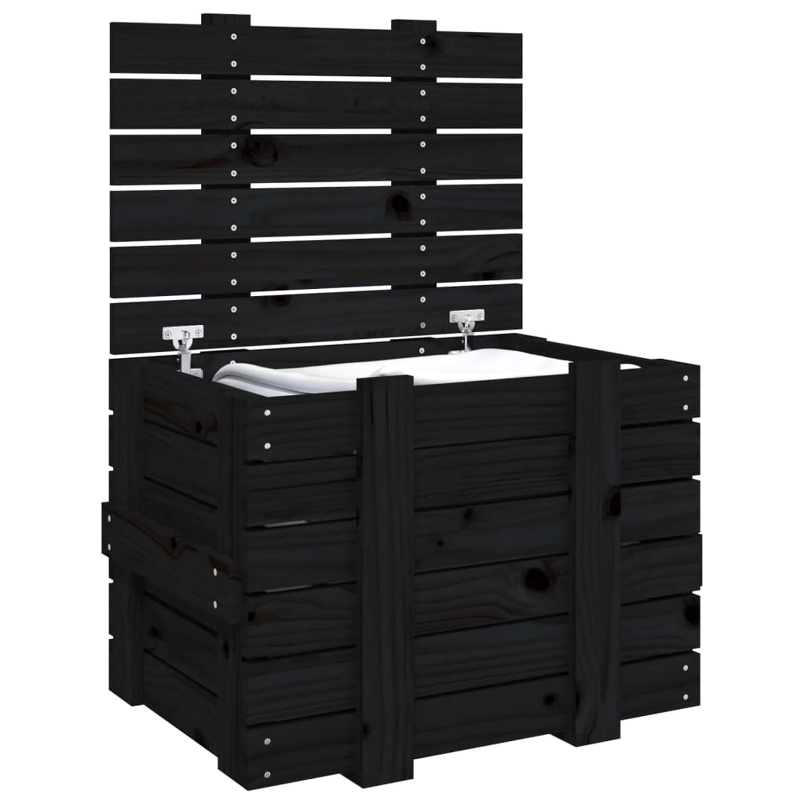 824997 Contenitore Portaoggetti Nero 58x40,5x42 cm Legno Massello Pino Testata in Legno,Testata Letto Matrimoniale Muebles Dormitorio Spalliera Letto Testiere per Letto Matrimoniale