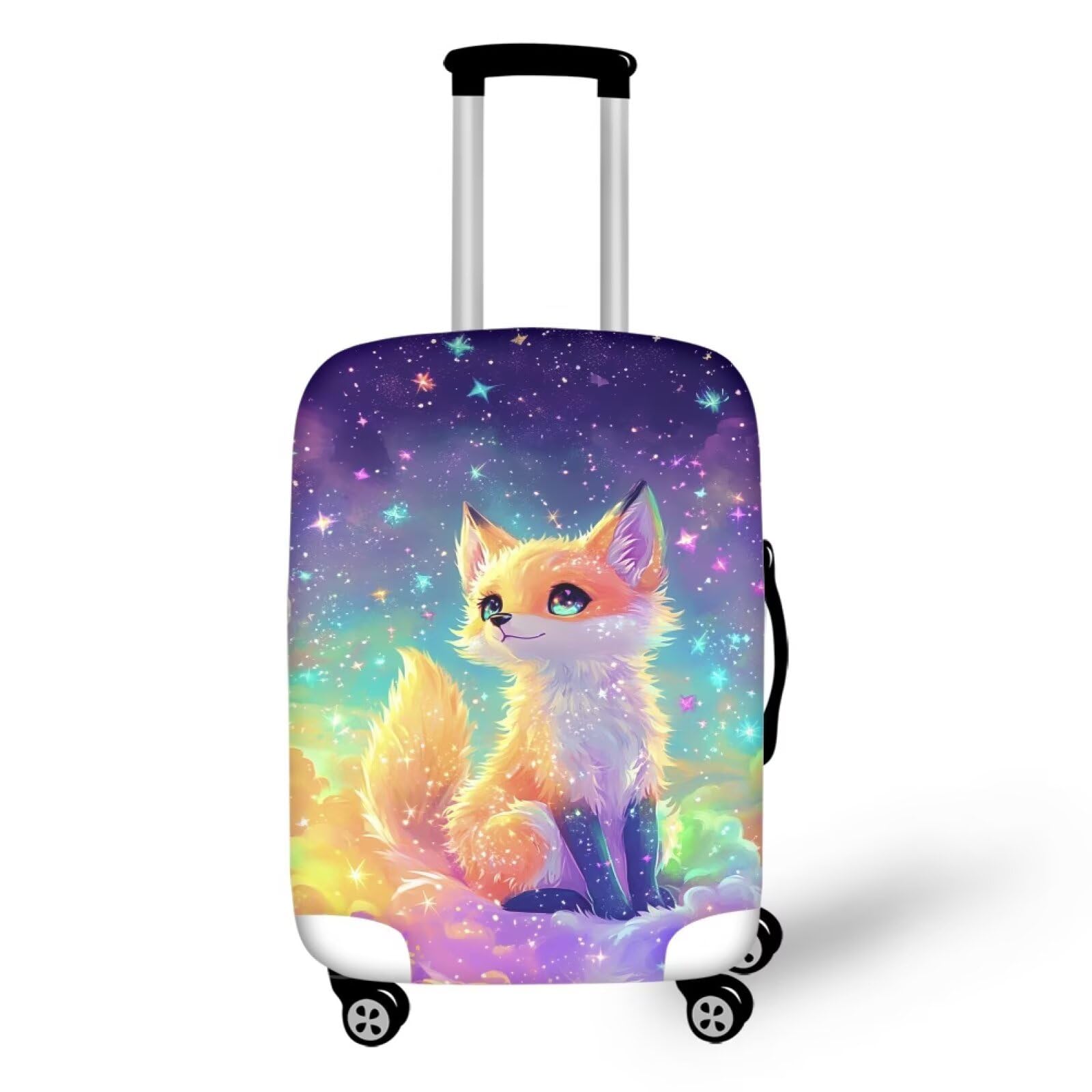 Ystardream Bling Galaxy Fox Luggage Cover Dust Proof Suitcase Cover Elastic Luggage Protector Spandex Fits 29-32 Inch Luggages for Outdoor Travel Summer Beach Holiday,XL