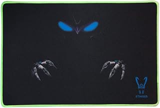 Woxter Stinger Mouse Pad 2A - Alfombrilla para ratón (microfibra, resistente a la abrasión, especial para ratón, bordes luminiscentes en la oscuridad), Size M (Mediano), 45 x 30 cm, negro