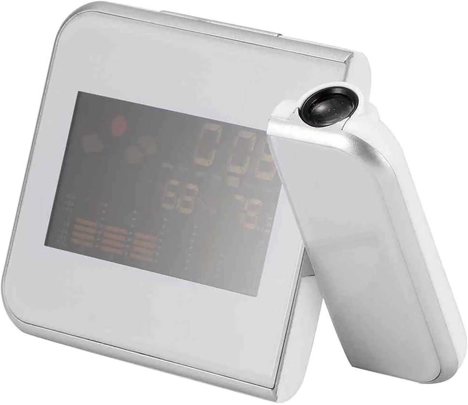 Gaone Multi Function Digital Alarm Clocks, Color Desktop Screen Clock, Projection Time Temperature Hygrometer Calendar Weather Alarm Clock,White