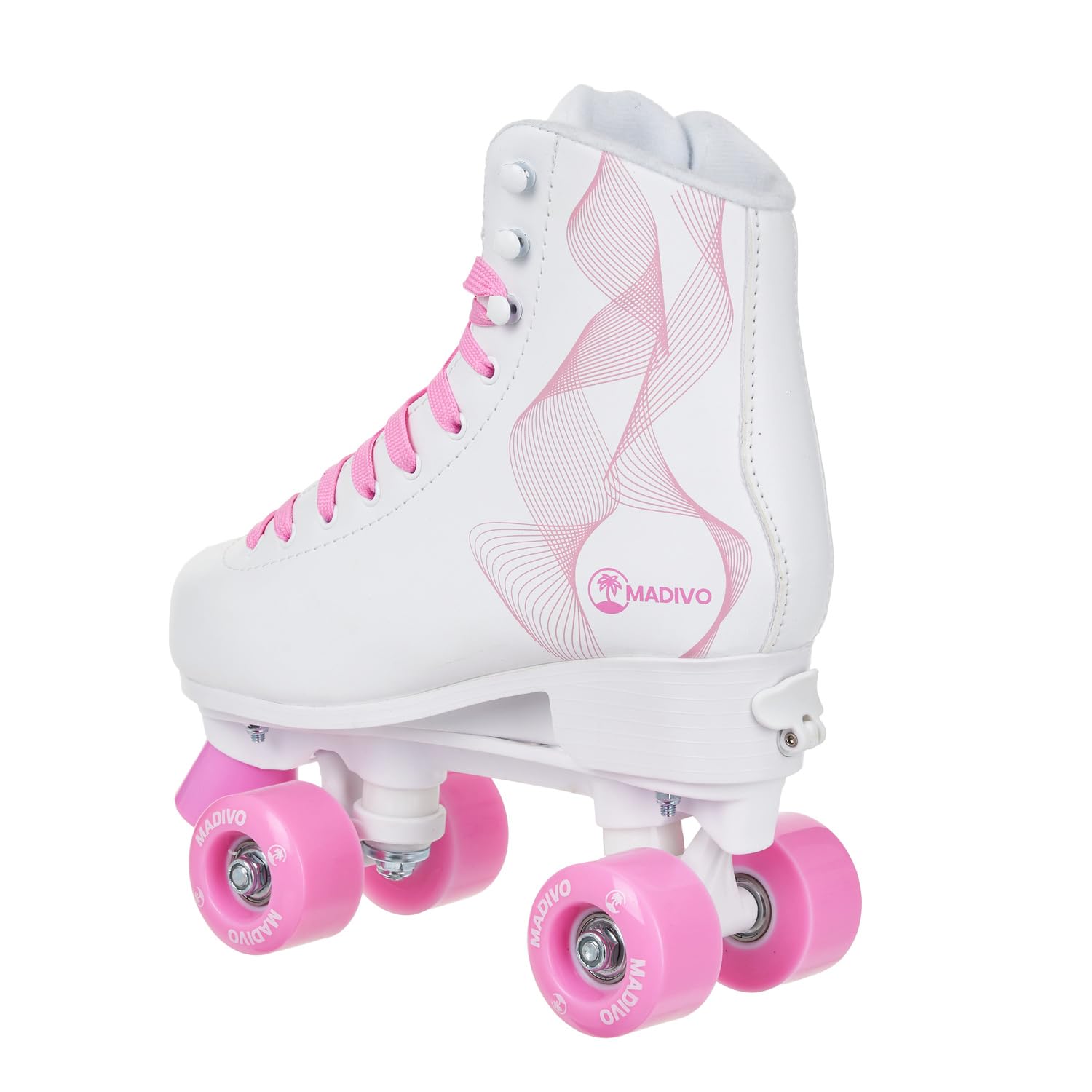 MADIVO Swirl Damen Klassische Retro Rollschuhe | Verstellbare Größe | ABEC7 Kugellager | Weiß Rosa Mädchen Classic Roller Skates Inliner Inlineskates | Gr. 31-34, 35-38, 39-42