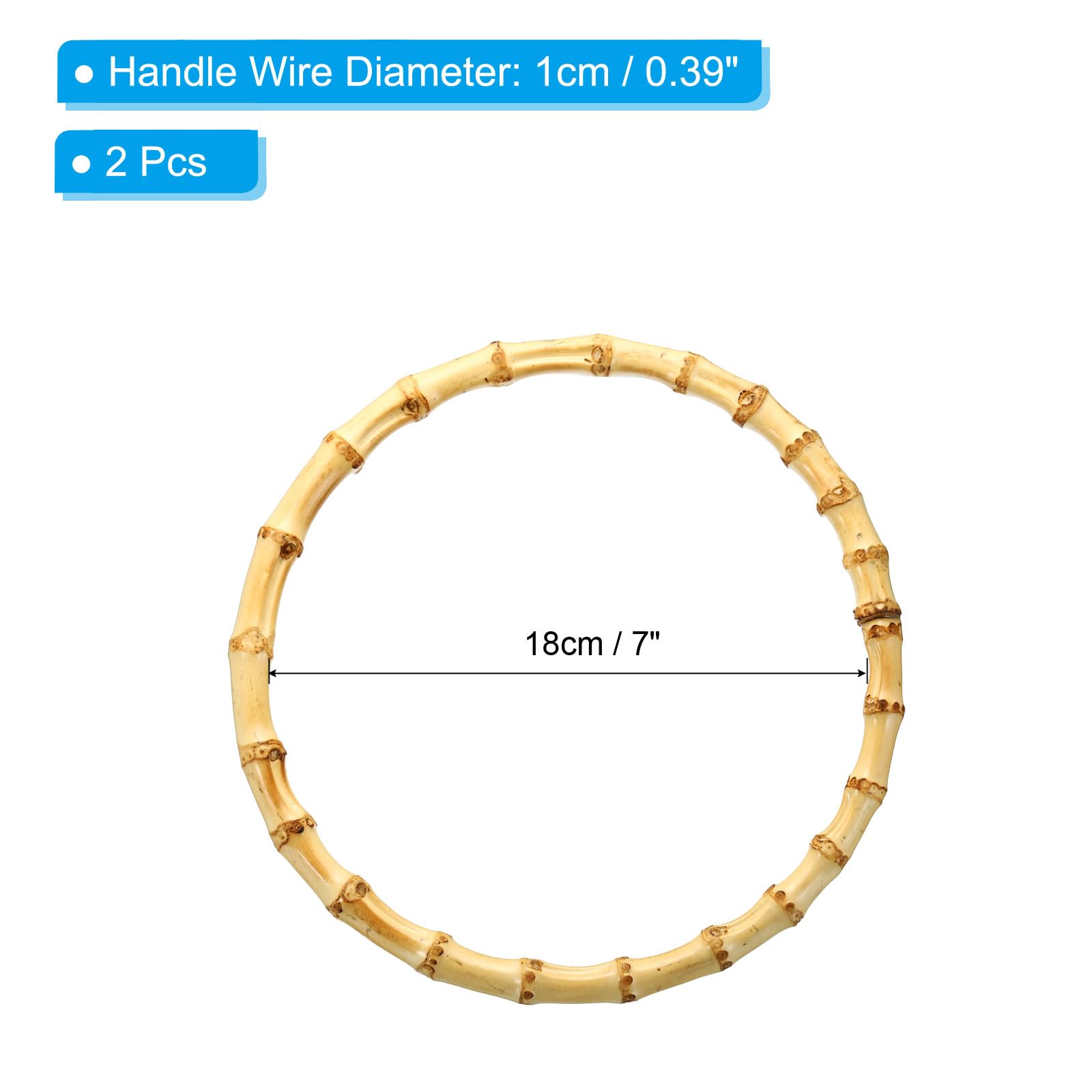 PATIKIL 8 Inch Bamboo Purse Handles, 2 Pcs Round Replacement Handmade Rings for Tote Bag Purse Making Decorations Wood - Image 2