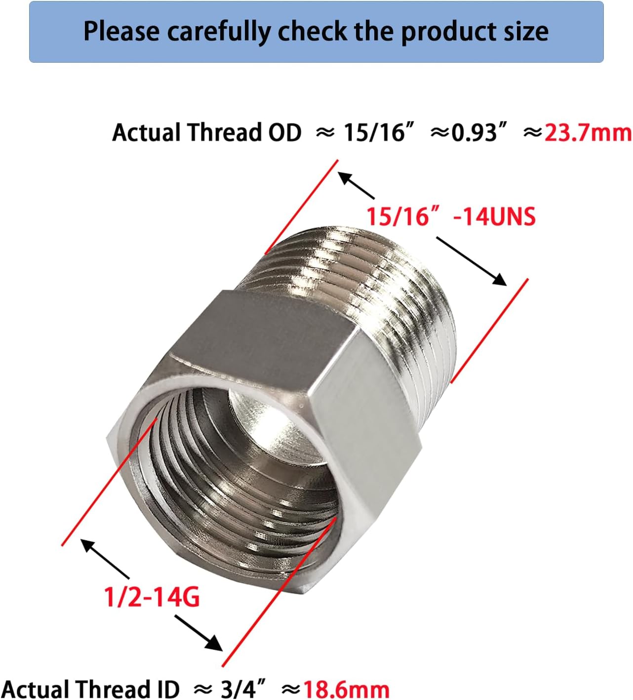 7/8" Male Thread to 1/2" G Female Threaded Toilet Bidet Hose Adapter