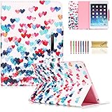 iPad Air Case, iPad 5 Case, Dteck(TM) Colorful Painting Magnetic Closure Design Wallet Case with [Auto Wake/Sleep Function] Flip Stand Smartshell Cover for Apple iPad Air/iPad 5 (2 Love Heart)