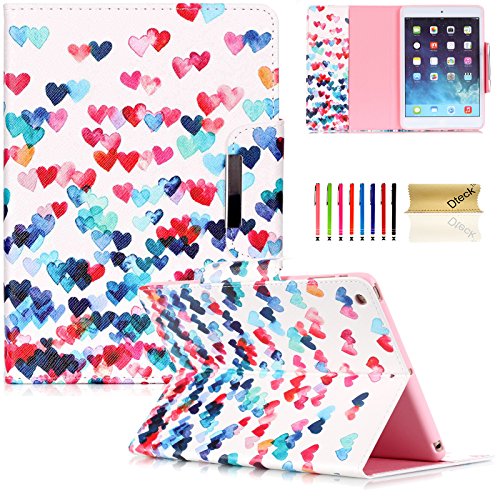 iPad Air A1474 Case, Dteck [Multiple Angles] PU Leather Magnetic Flip Stand [Auto Sleep / Wake][Drop Protection] Smart iPad Cases and Covers for iPad Air Tablet-- (04 Love Heart)