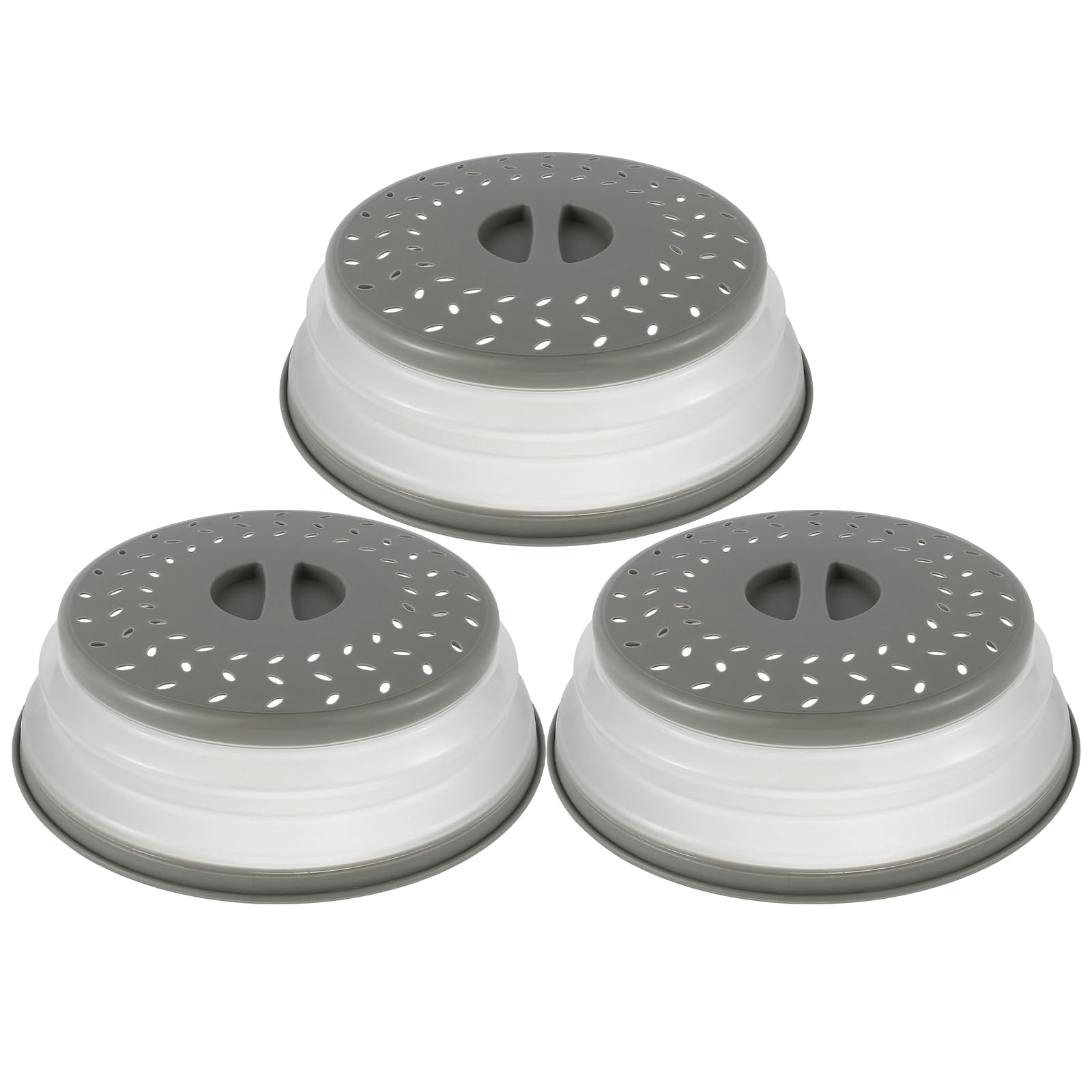 Zhjiutak 3Pcs Collapsiable Microwave Plate Cover - 10.5 Inch Microwave Ventilated Covers - Ideal For Cooking - Microwave Splatter Guard Colander Strainer - Bpa Free - Dishwasher Safe (3Pcs)