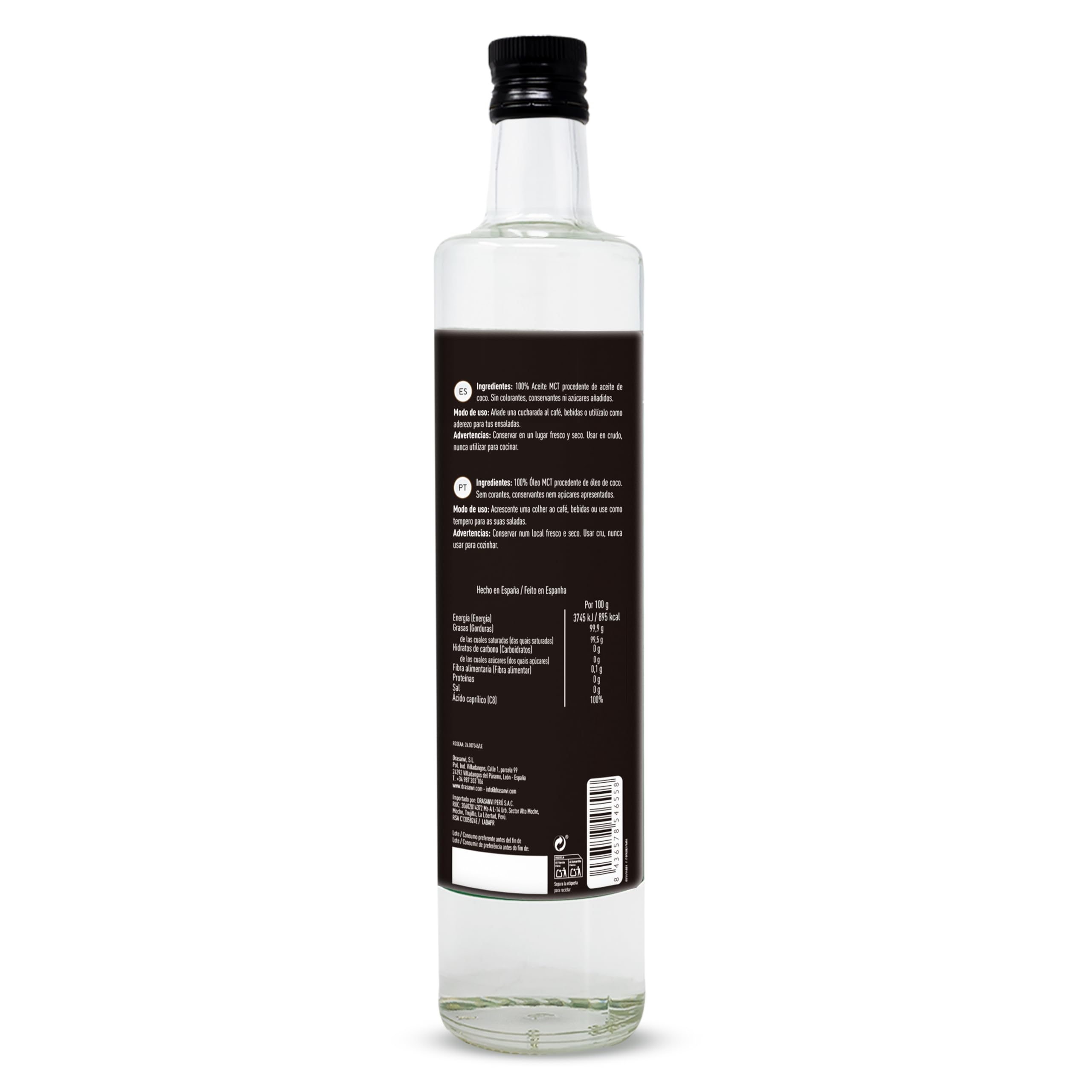 DRASANVI Aceite MCT Coco C8 PURO| 100% Ácido Caprílico | Rápida fuente de energía de fácil absorción | Ayuda en la pérdida de peso | Saciante y de fácil — view 2