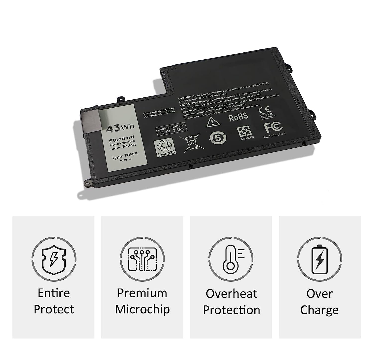 Wefly DL011307-PRR13G01 1V2F6 0PD19 P39F 58DP4 Laptop Battery