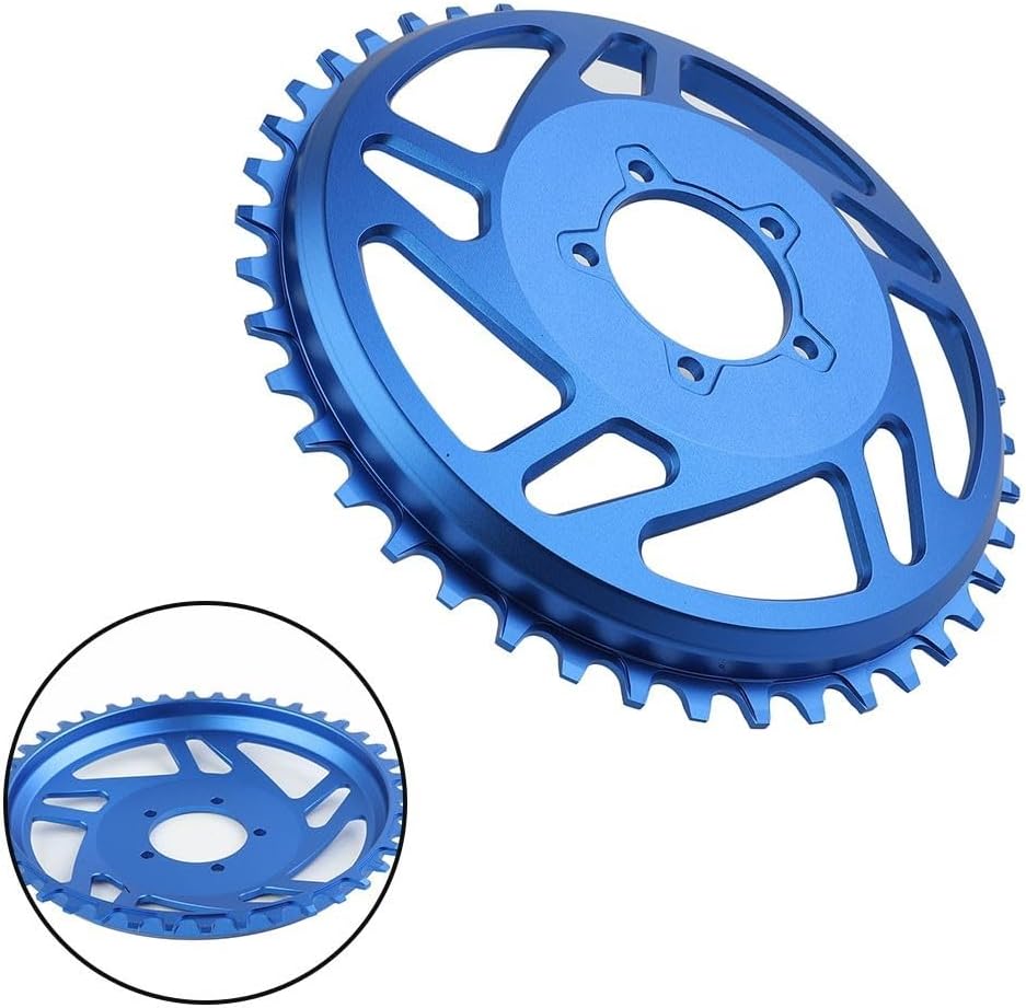 Electric Bike 42T Chainring Offset Correction Made of Aluminum Alloy, Compatible for Bafang BBS-HD Mi-d Drive Systems, Improves Chain Line for Enhanced Performance, Blue or Red(Blue)