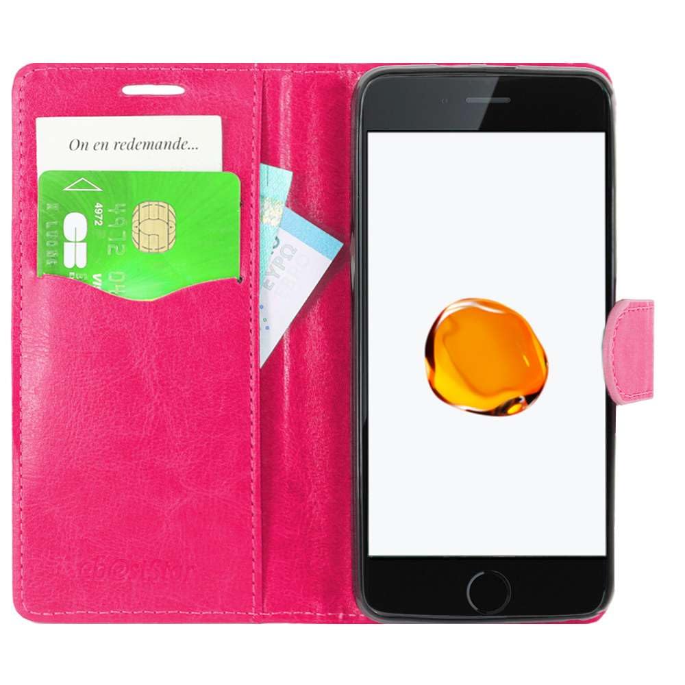 ebestStar - etui kompatybilne z iPhone 7 Plus, iPhone 8 Plus, ze sztucznej skóry, etui na telefon komórkowy (skóra poliuretanowa), przegródki na karty, funkcja stojaka, różowe + szkło pancerne