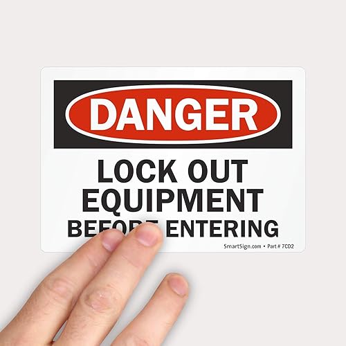 Vista 25 de SmartSign Letrero "Peligro - Bloquea el equipo antes de entrar" Aluminio de 7 x 10 pulgadas Aluminio no reflectante de 7" x 10