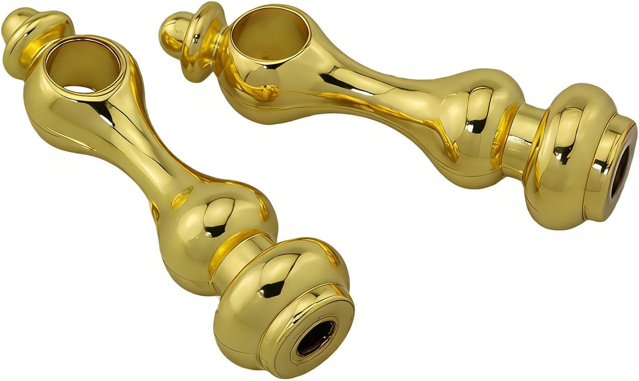 6PCS Wine Cabinet Glass Fence Connector Golden Gourd Head Through Type Shelf Rail Connector and 6 Fixing Bolts Glass Railing Post for Gallery Dining Car Shelf Bracket