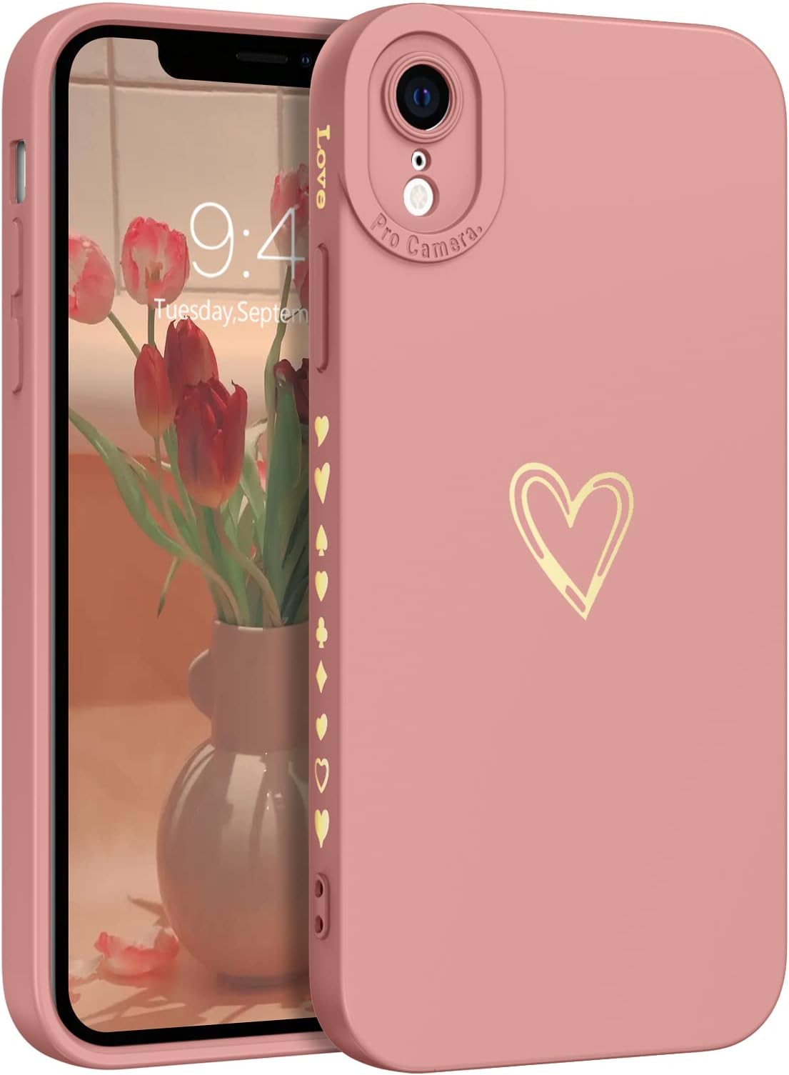 iPhone XR Case, DOMAVER iPhone XR Phone Case Cute Plated Love Heart